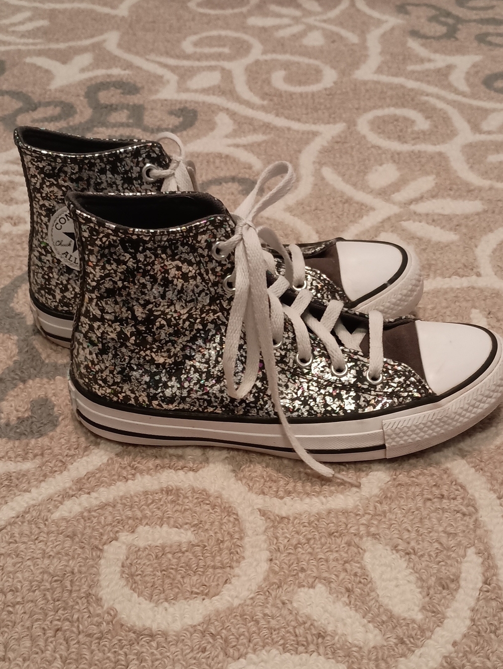 Converse Chuck Taylor All Star Kids' High-Top Glitter Sneakers - Silver/Black